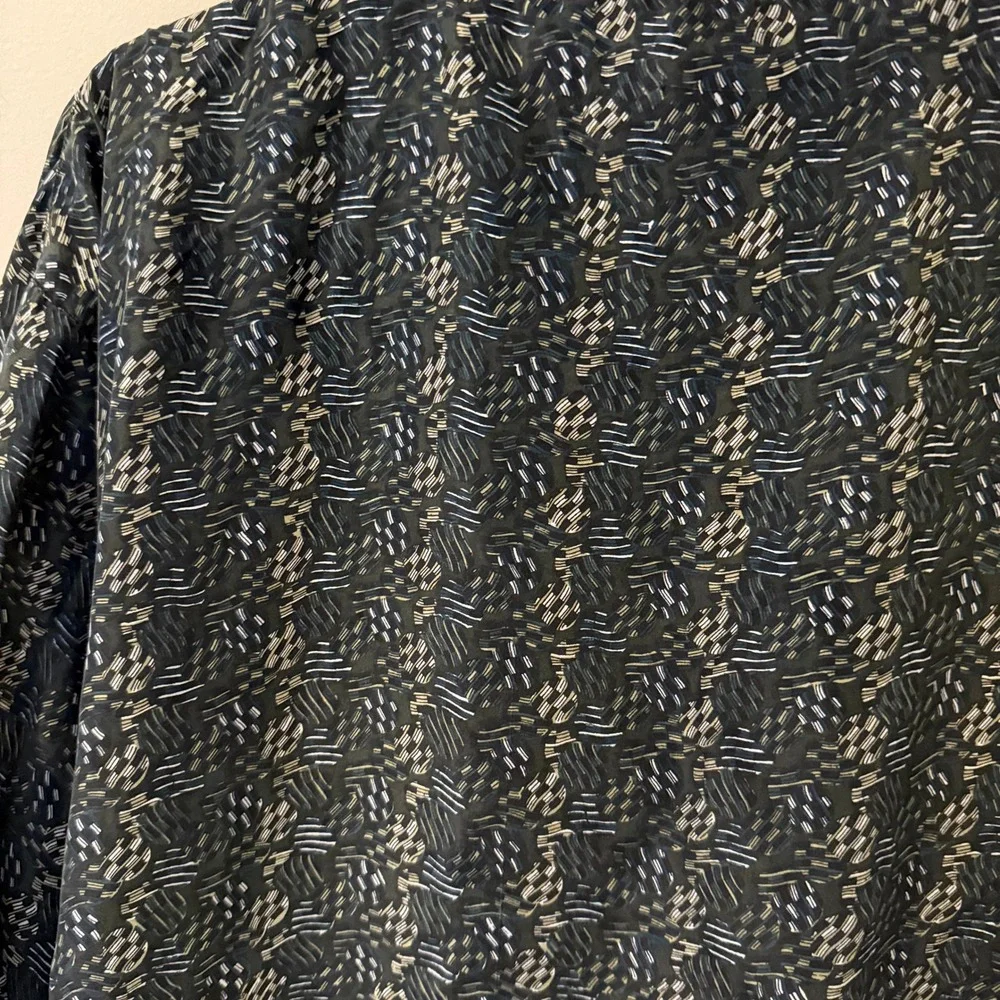 BBB Studio Silk Long Open Front Duster Robe Abstract Geometric Print One Size